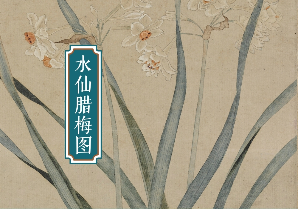 明仇英水仙腊梅图-雅林社